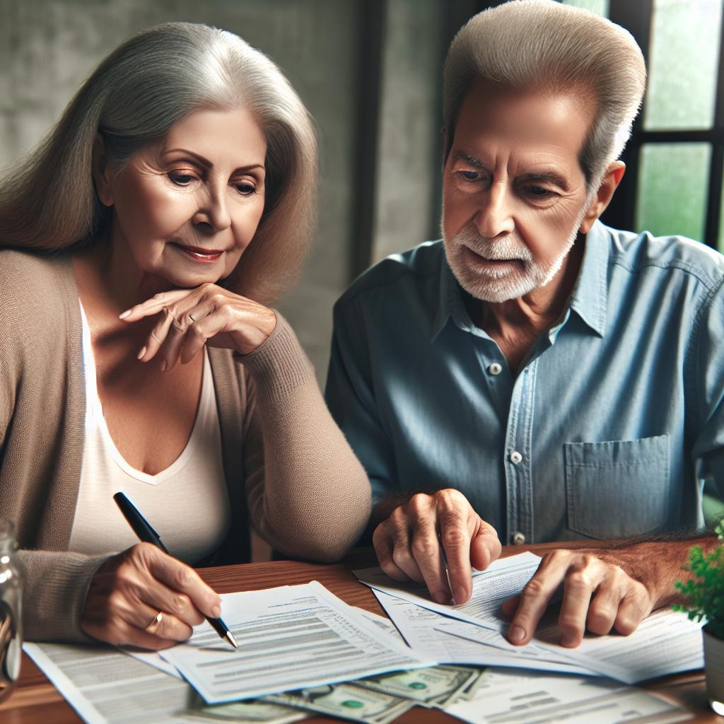 Elderly couple planning retirement finances