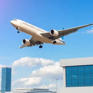 Airplane taking off representing Frontier Airlines new route