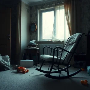 Scene of an apartment showing signs of chaos and loss