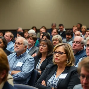 Town hall meeting discussing job cuts at Social Security Administration in Kansas City