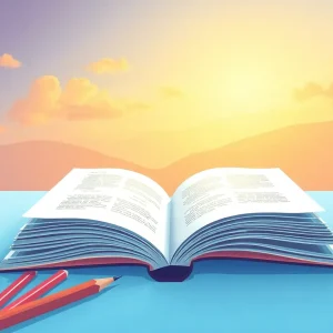 Illustration depicting change in education with books and pencils