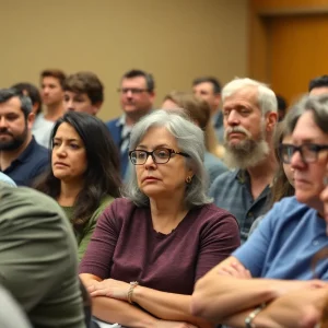 Concerned community at a school board meeting