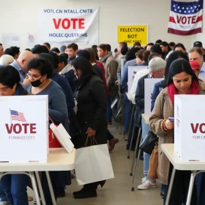 Voters at a polling place in Kansas City during the municipal elections