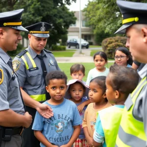 Police officers engaging with community members in Kansas City