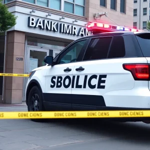 Scene of a bank attempted robbery with police presence