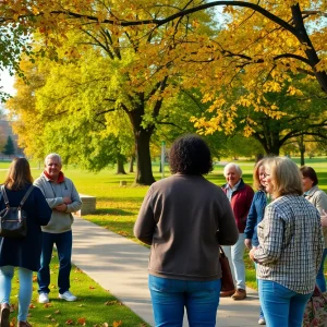 Community members gather in a park in Kansas City, supporting each other.