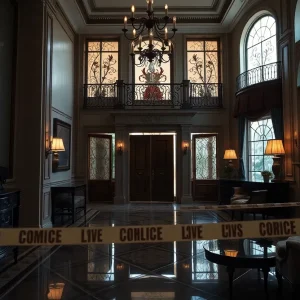 Upscale townhouse with police evidence markers