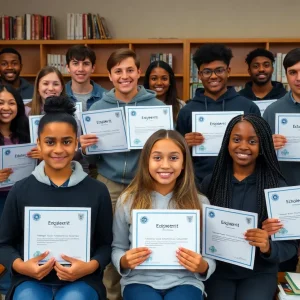 Students celebrating their Future Engineer Scholarships