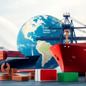 Conceptual image representing international trade and tariffs