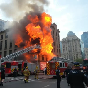 Firefighters responding to a fire incident in Kansas City