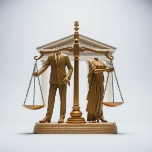 An abstract representation of the balance of power in government.