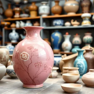 Colorful ceramics in a studio setting