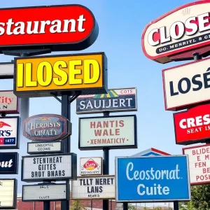Signs of closed restaurants in Kansas City