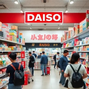 Visitors shopping inside Daiso store in Olathe