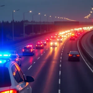 Scene of a traffic incident on Interstate 70