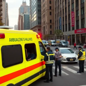 Kansas City ambulance with emergency responders
