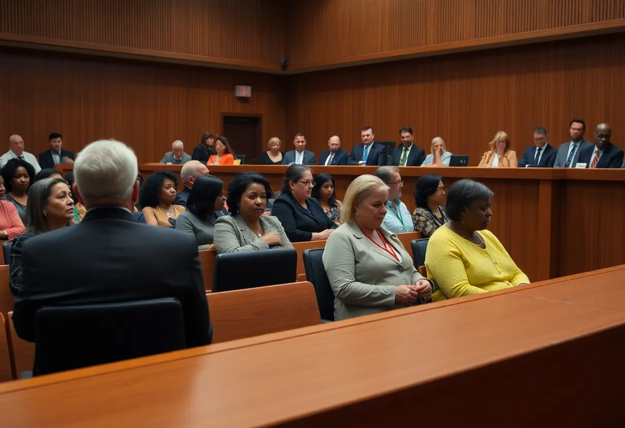 Courtroom image during Kansas City murder case hearings