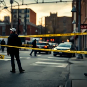 Scene depicting gun violence in an urban environment