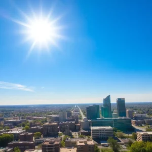 A bright sunny day in Kansas City during a heat wave