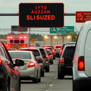Traffic jam on a Kansas City highway