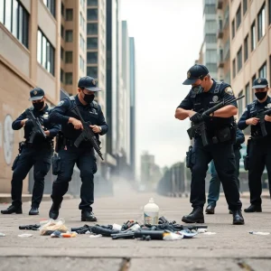 Law enforcement officers conducting a drug trafficking operation