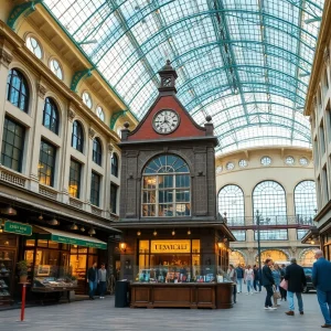 The exterior of the Montgomery Ward building now serving as Super Flea marketplace.