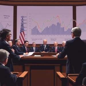 Debate scene about tax reforms in a legislative setting