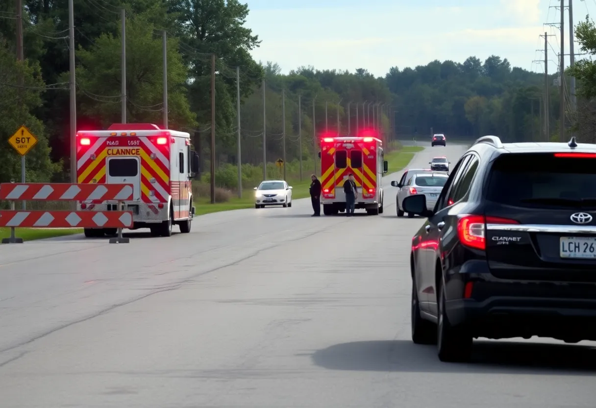 Scene of a bicyclist car collision in Douglas County, Missouri
