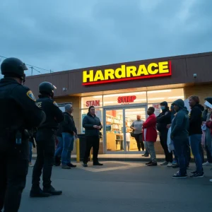 Community members gather outside a Home Depot during a Border Patrol raid