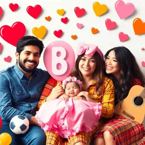 Celebration of a newborn in a family gathering