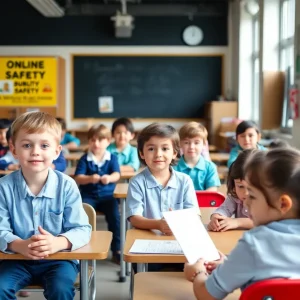 Children participating in activities focused on safety and awareness