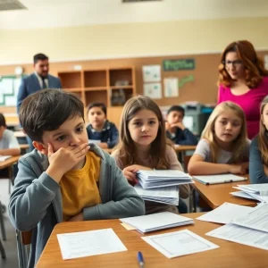 Classroom showing concerns over education funding