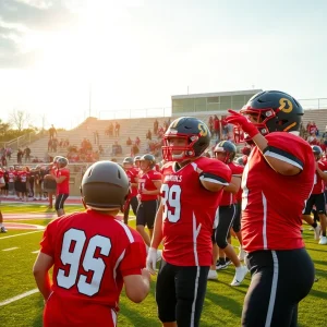 High school football players celebrating during a game as part of T-Mobile's contest