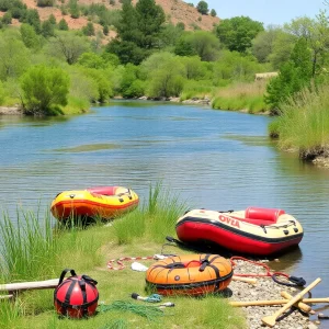 Rescue equipment along the banks of Indian Creek during search operations.