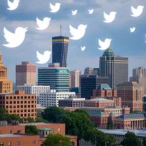 Kansas City skyline with social media context