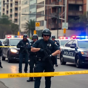 Law enforcement officers conducting a drug bust in Kansas City