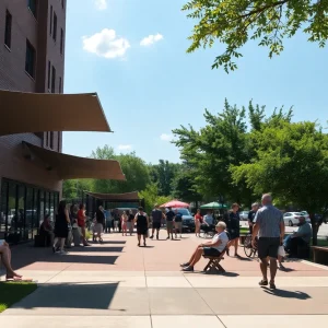 A crowded cooling center in Kansas City during extreme heat