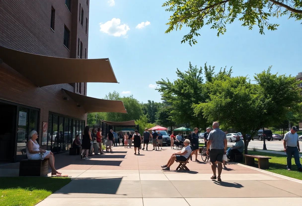A crowded cooling center in Kansas City during extreme heat