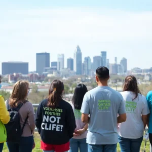 Volunteers at a Kansas City event addressing homelessness