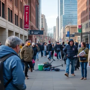 Community members aiding homeless individuals in Kansas City.