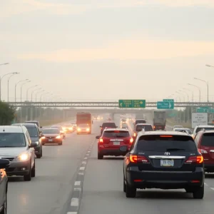 Traffic jam on a Kansas City highway