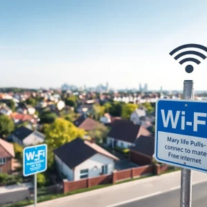 Public Wi-Fi sign in North Kansas City