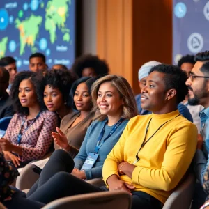 Diverse entrepreneurs discussing cultural insights at a panel event.