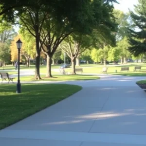 Scenic view of Penn Valley Park illustrating the area of the recent shooting incident.
