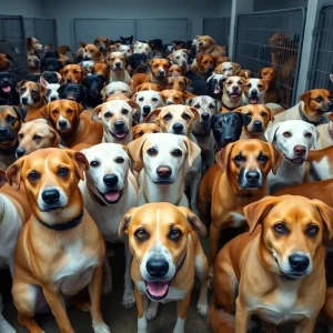 rescued dogs waiting for adoption