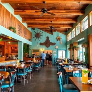 Interior of Sea Capitán Cocina Costera with seafood dishes