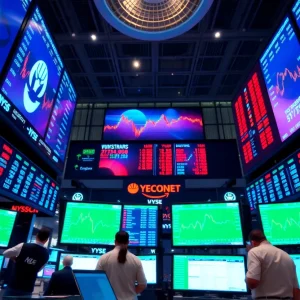 Stock market trading scene showing bullish trends in equity futures.