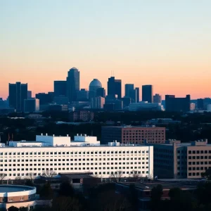 Skyline of Kansas City highlighting local hospitals