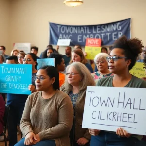 Crowd at Beto O'Rourke town hall in Kansas City