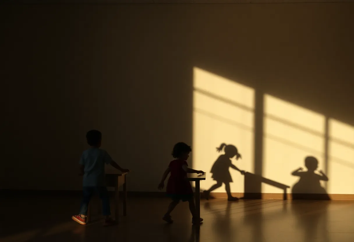 Symbolic representation of concerns over child safety in schools.